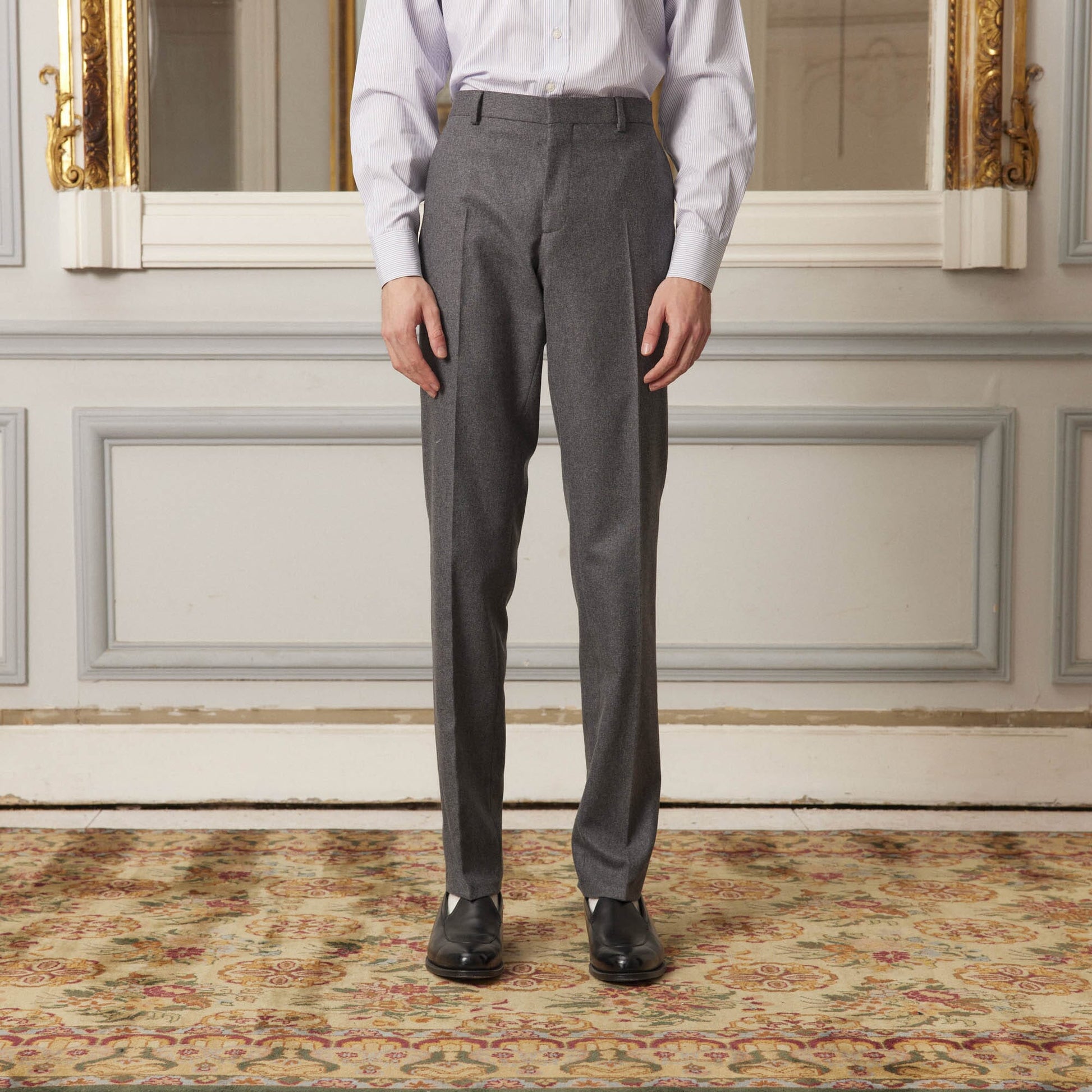 Flanelle Laine Pantalon Laine Gris Homme Pantalon Gris Anthracite