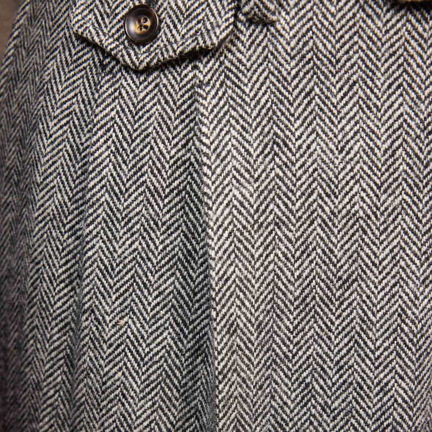 Grey herringbone wool double pleated trousers