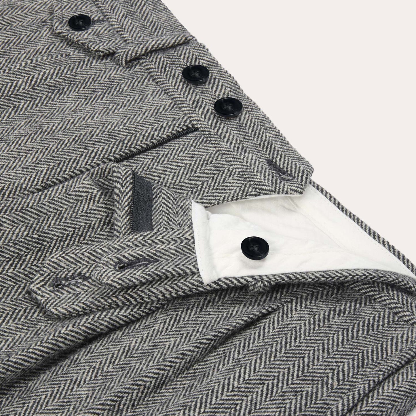 Pantalon à double plis en laine à chevrons gris