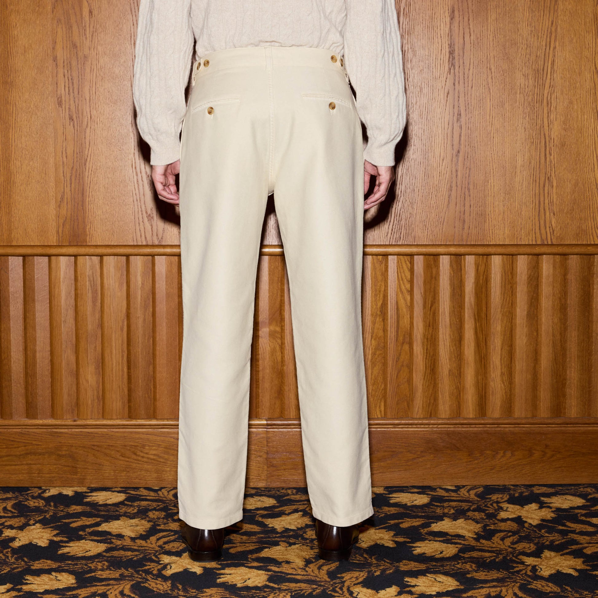 Pantalon décontracté en moleskine de coton écru