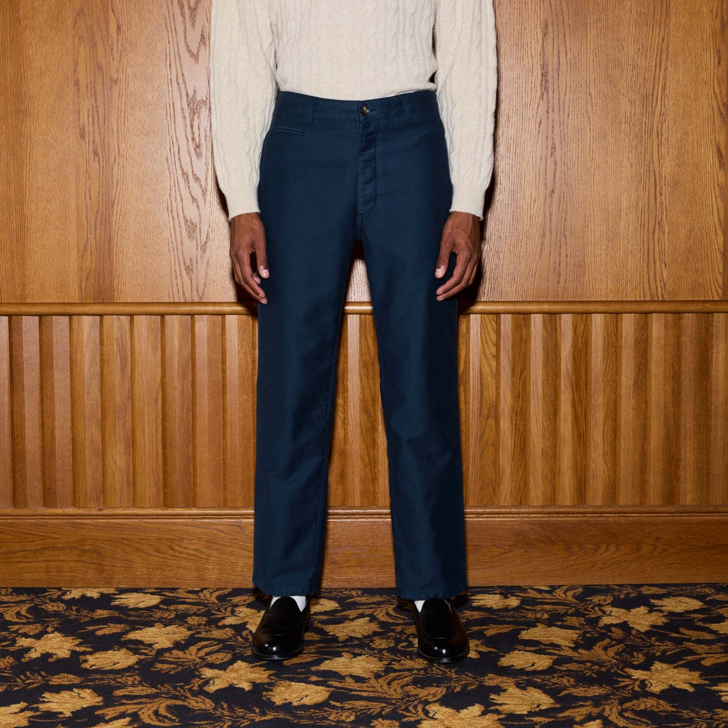 Pantalon décontracté en moleskine de coton marine