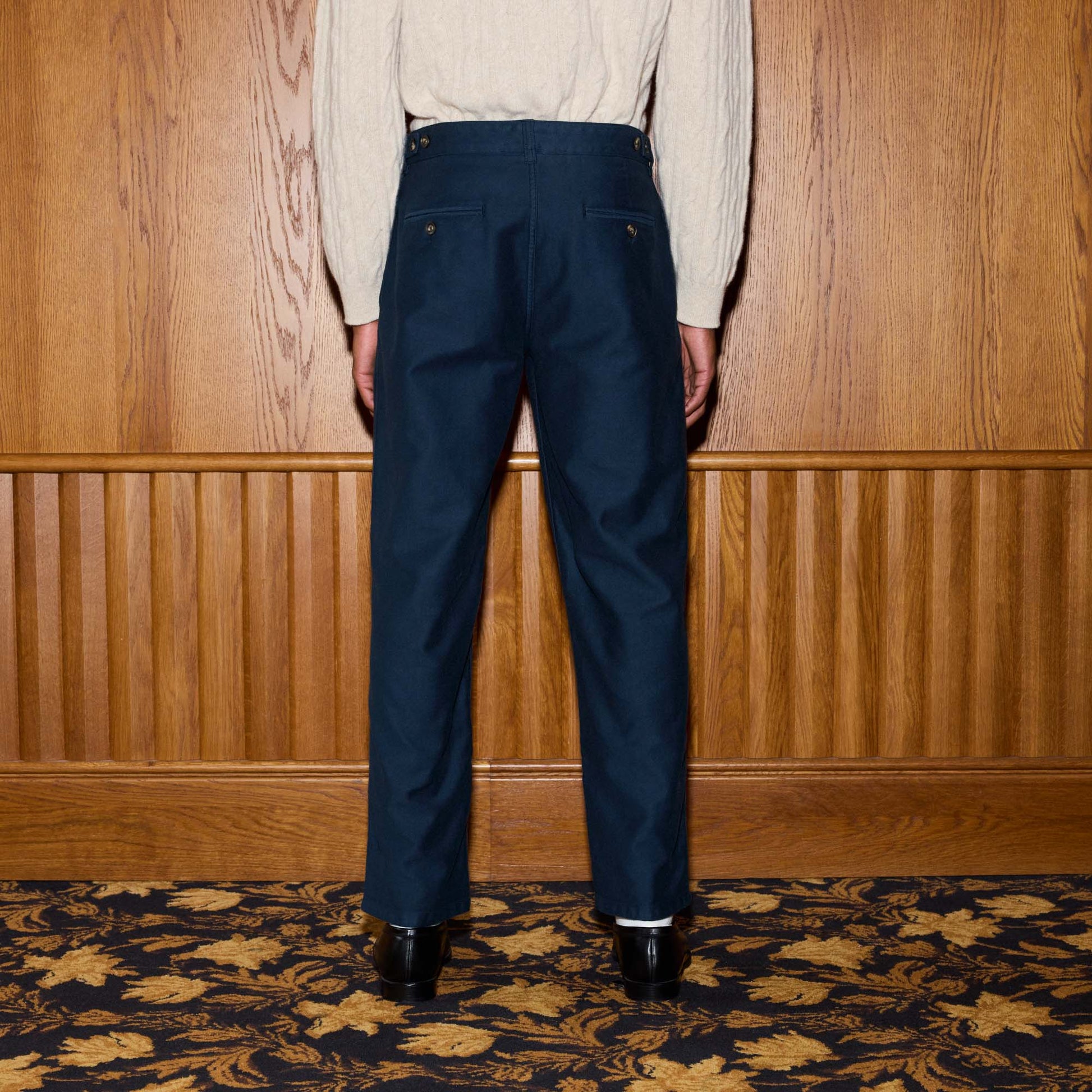 Pantalon décontracté en moleskine de coton marine