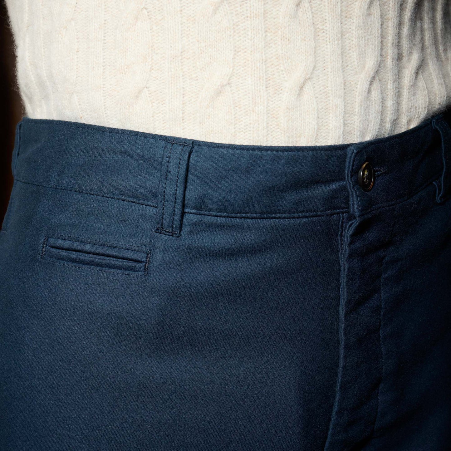 Pantalon décontracté en moleskine de coton marine