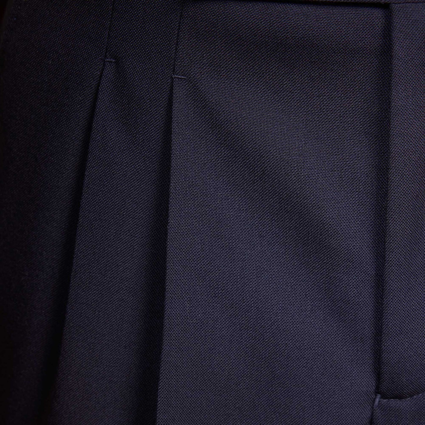 Navy wool double pleated trousers
