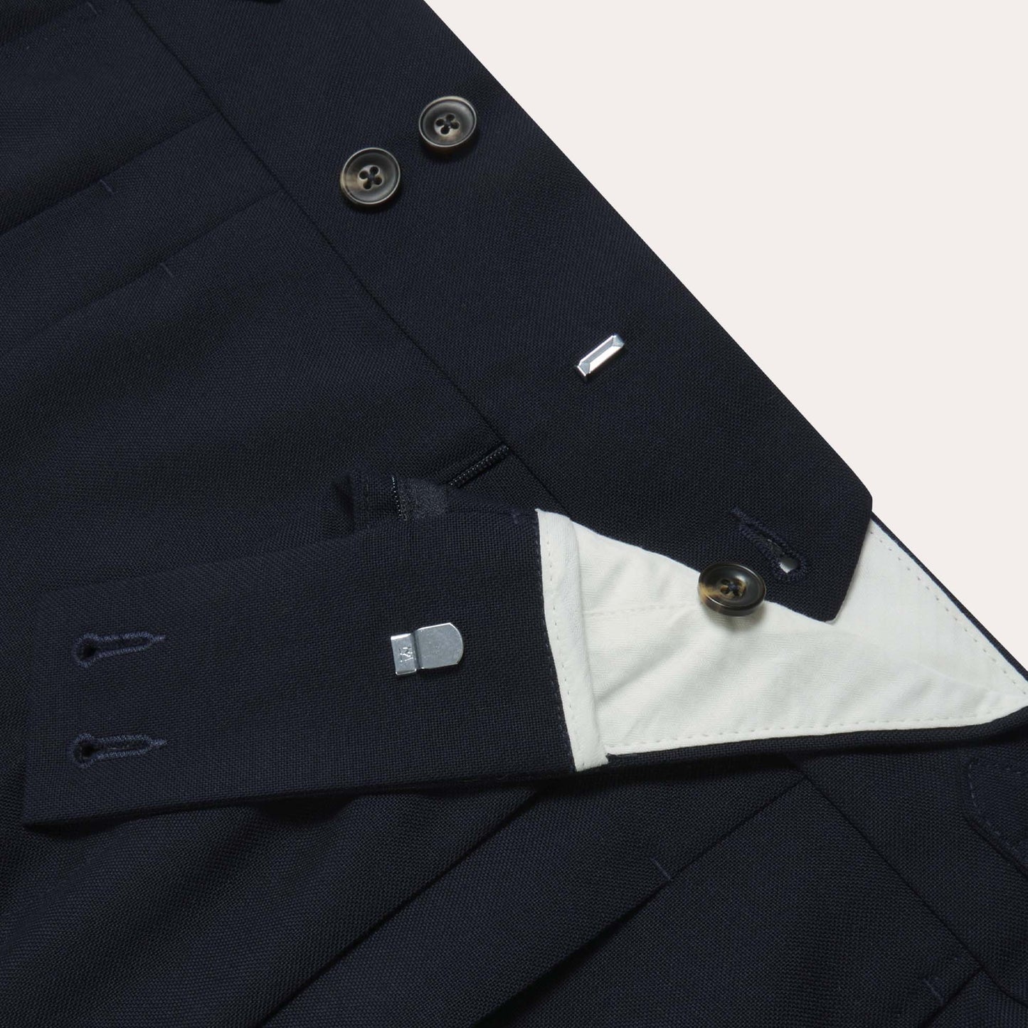 Navy wool double pleated trousers