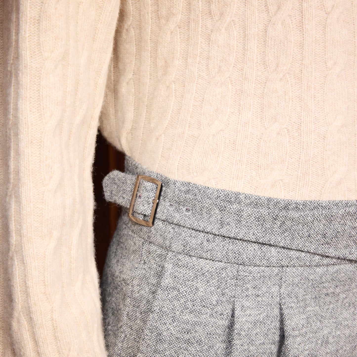 Gurkha trousers in heather gray Donegal wool