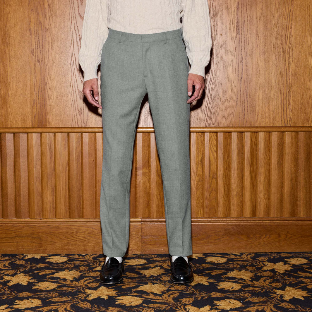 Pantalon en flanelle de laine grise