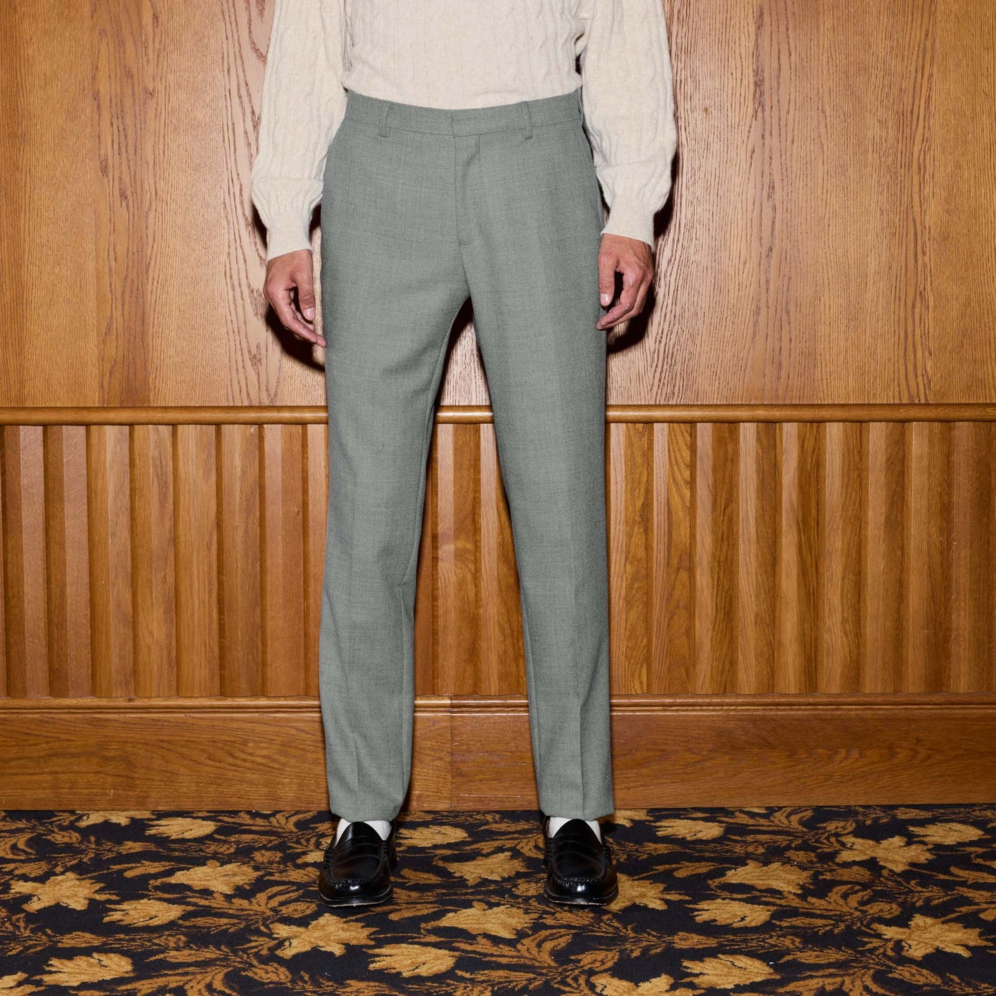 Gray wool flannel pants