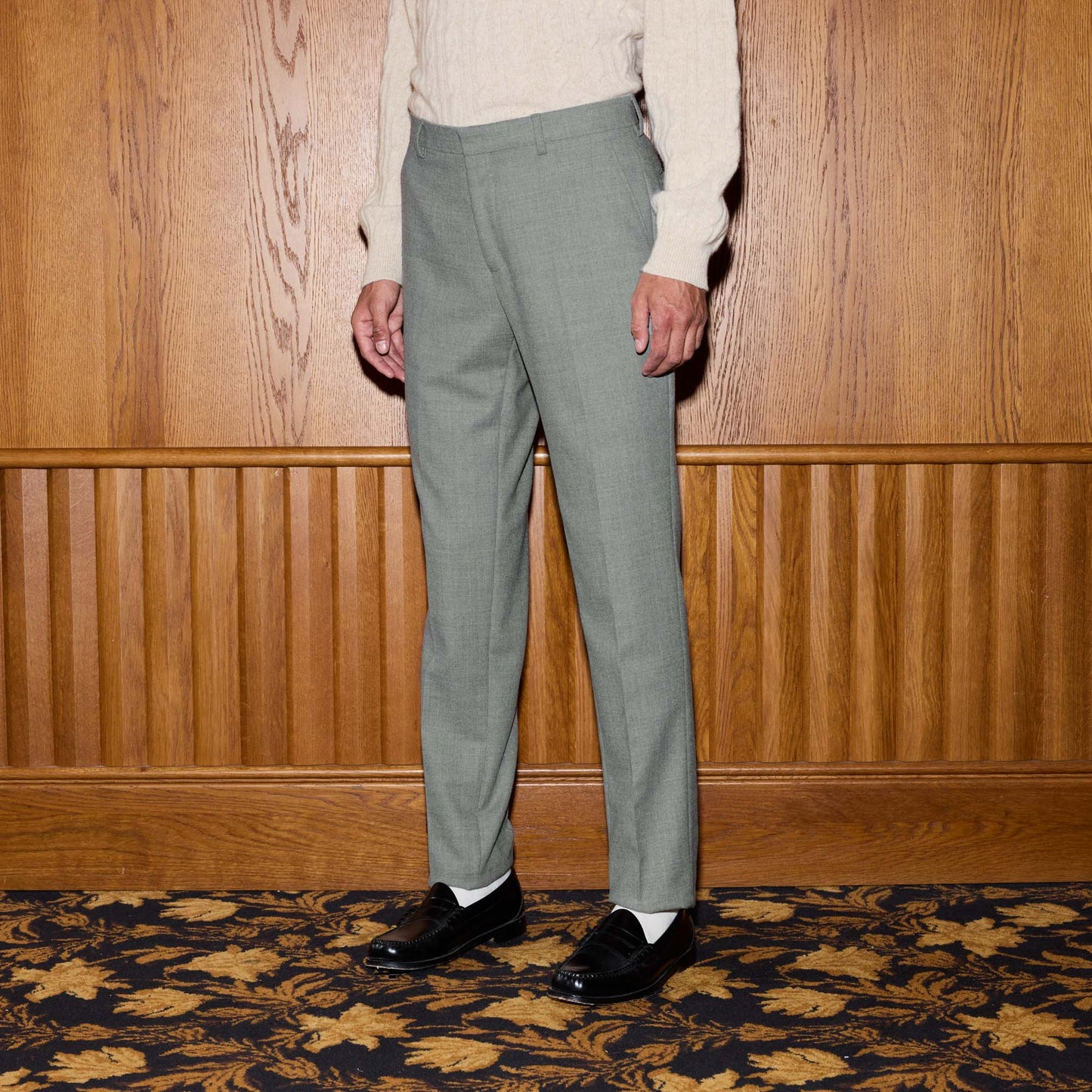 Gray wool flannel pants