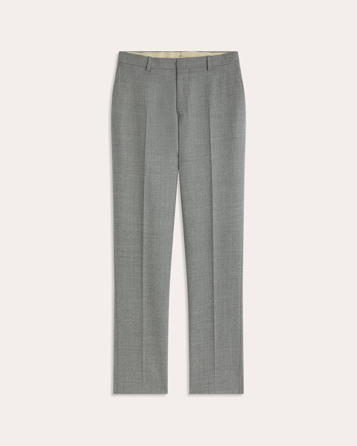 Grey wool flannel suit with straight-leg trousers