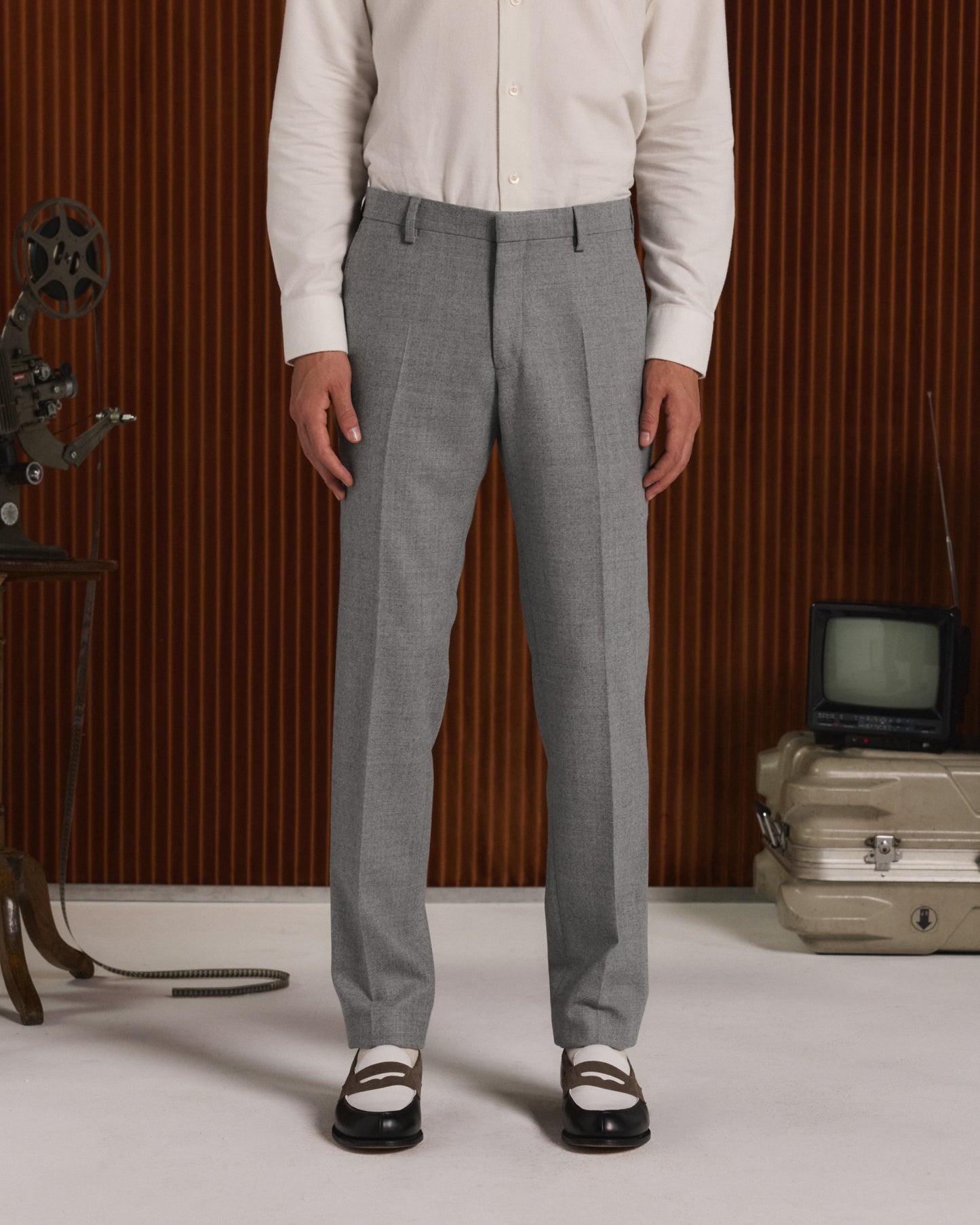 Pantalon en flanelle de laine grise