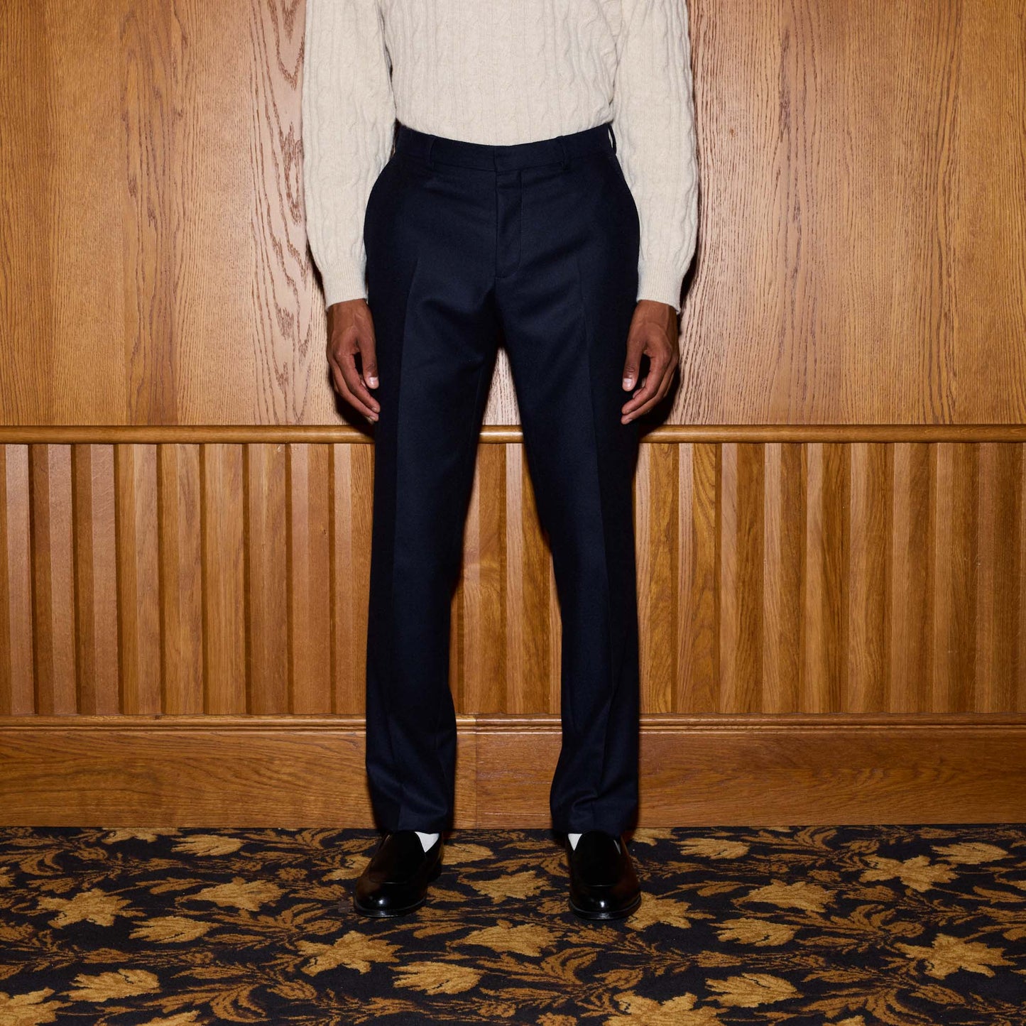 Pantalon en flanelle de laine marine