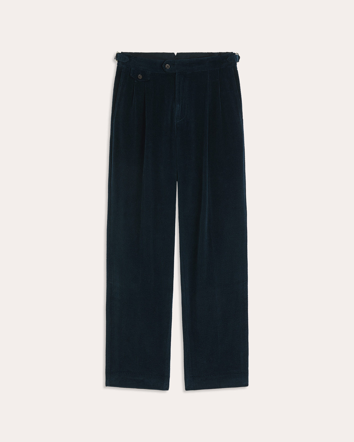 Pantalon à double plis en velours bleu