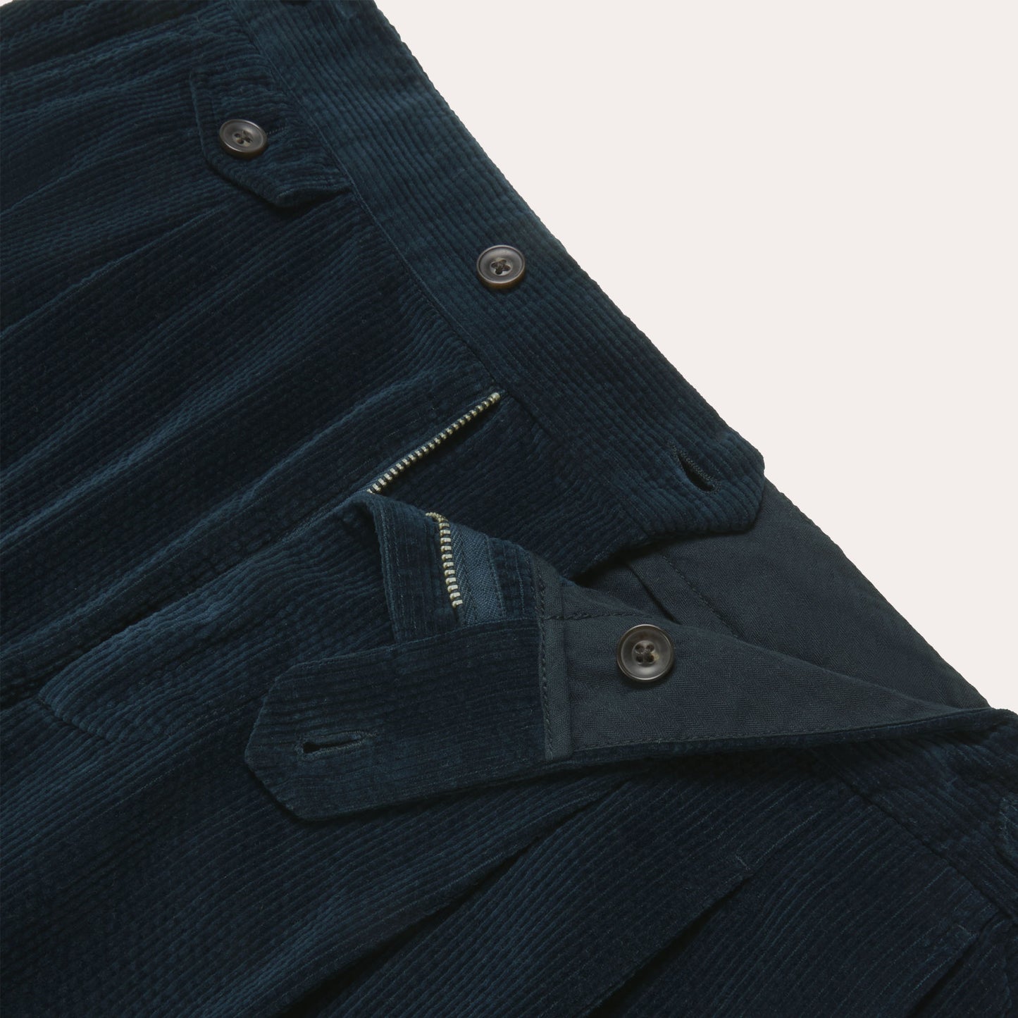 Pantalon à double plis en velours marine