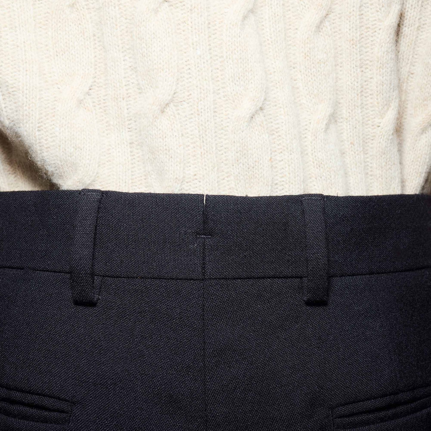 Pantalon à double plis en flanelle de laine marine