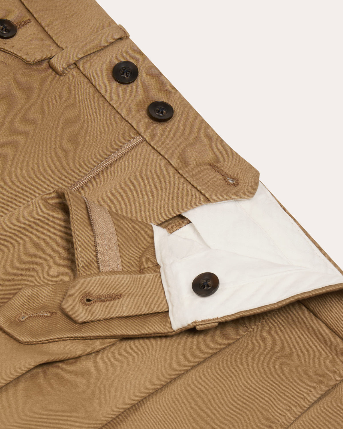 Pantalon à double plis en coton beige