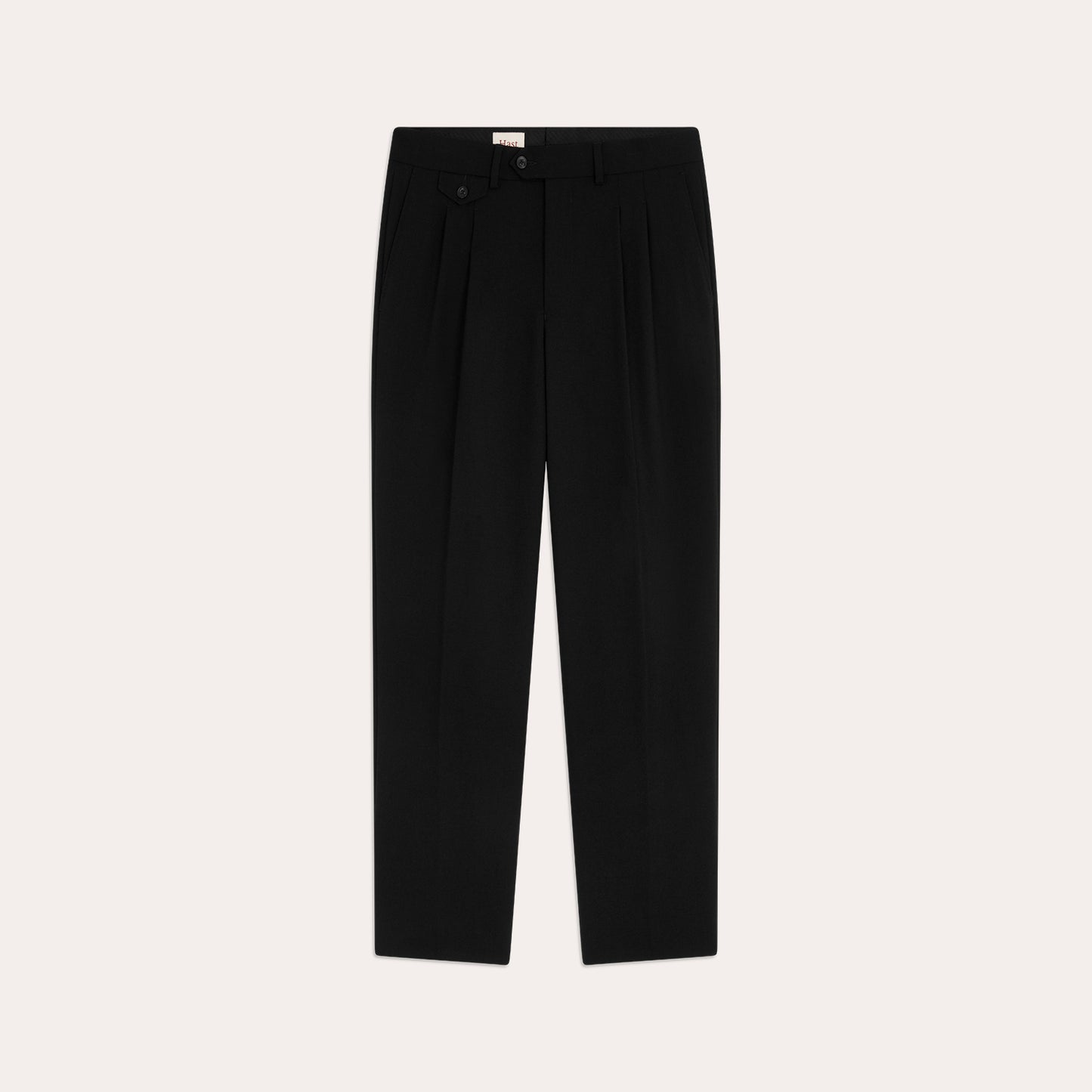 Pantalon à double plis en laine noire