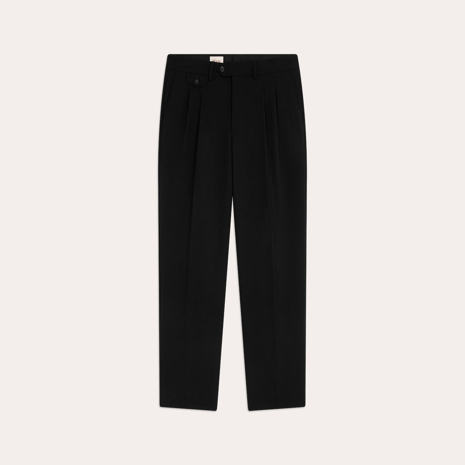Pantalon à double plis en laine noire