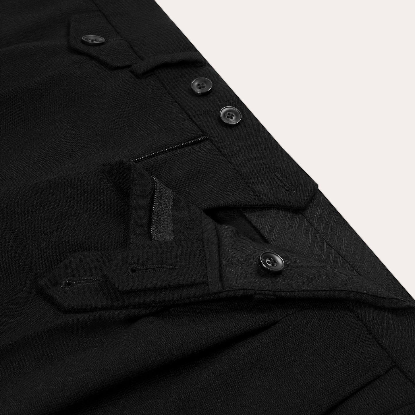 Pantalon à double plis en laine noire