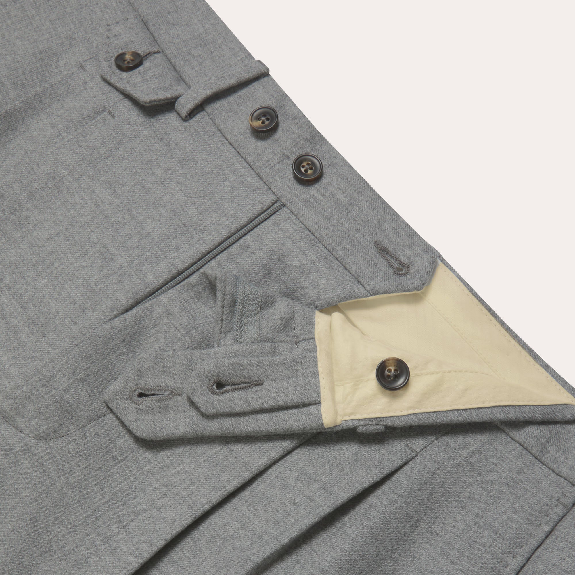 Double-pleated pants in gray wool flannel | Hast – Hast Paris
