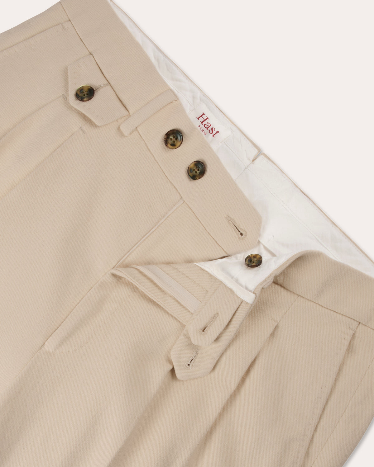 Pantalon à pinces en coton écru