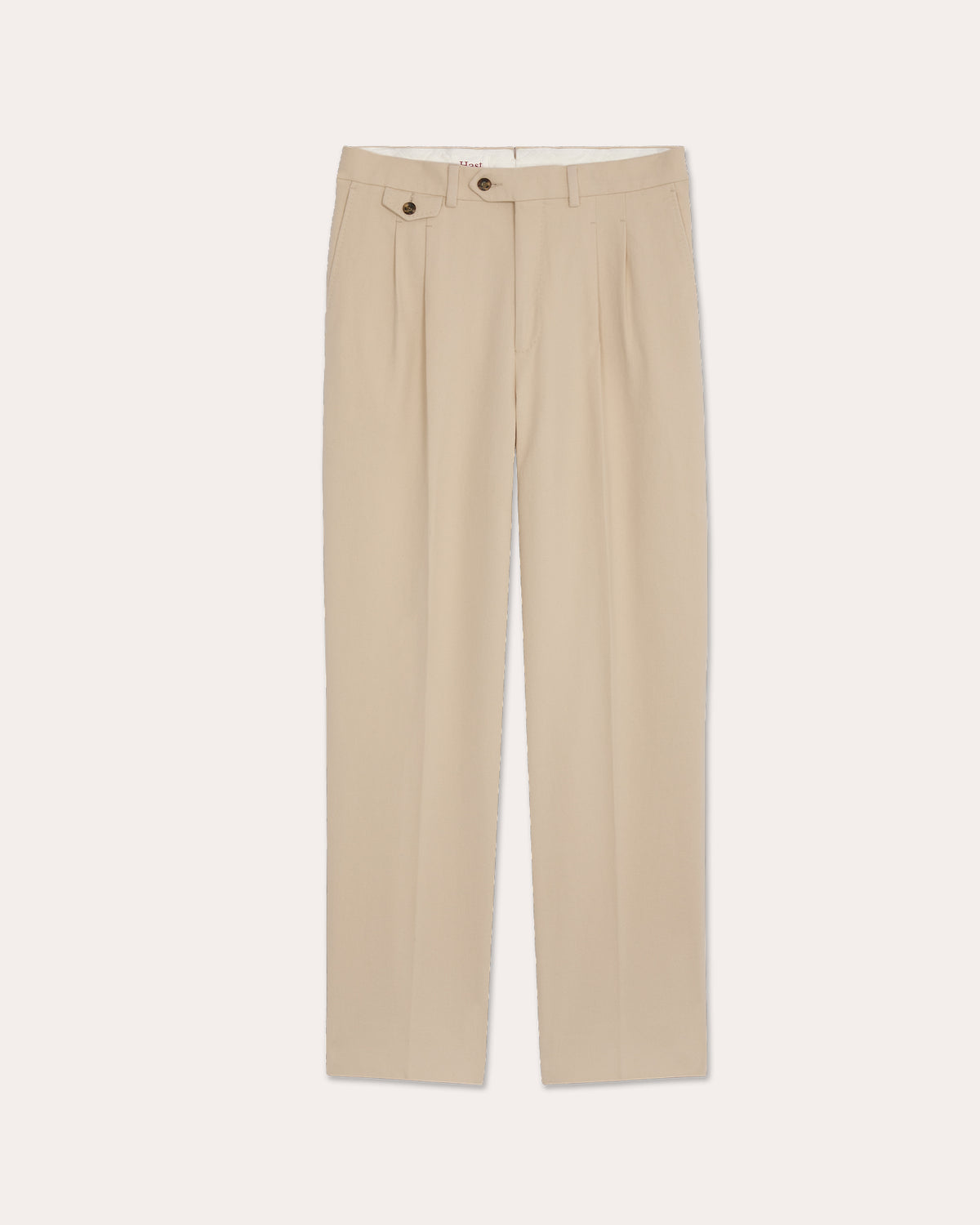 Pantalon à pinces en coton écru