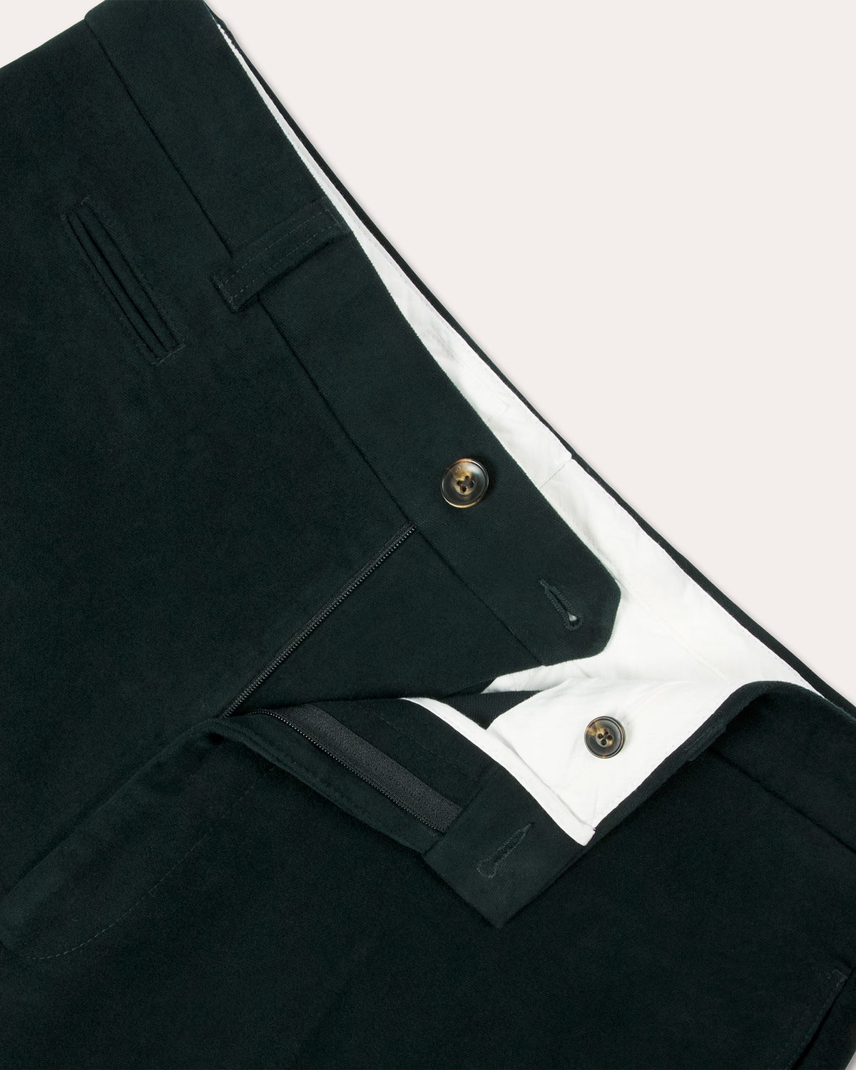 Grüne Hose mit weitem Bein aus Baumwollmoleskin