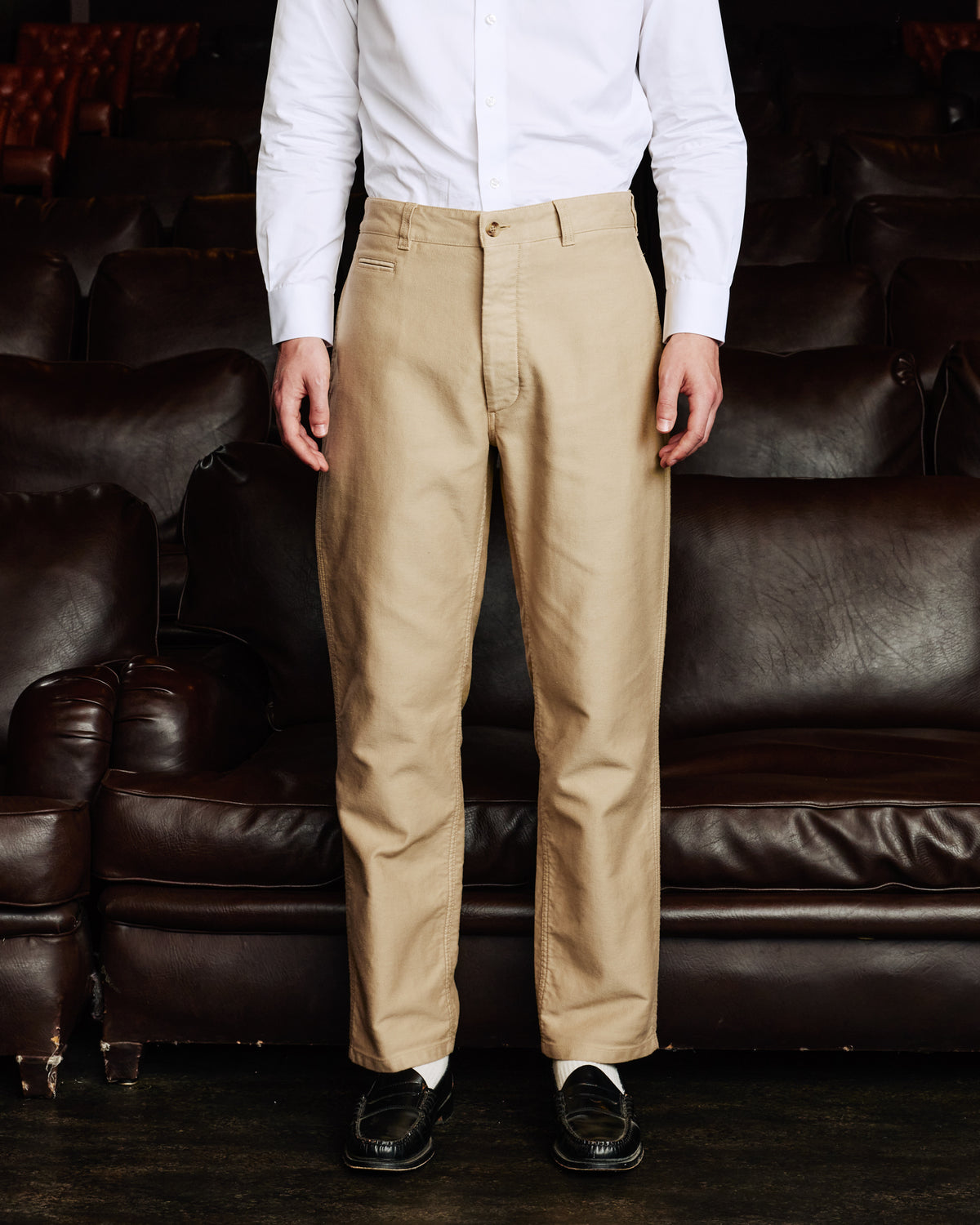Casual Hose aus beigefarbener Baumwolle