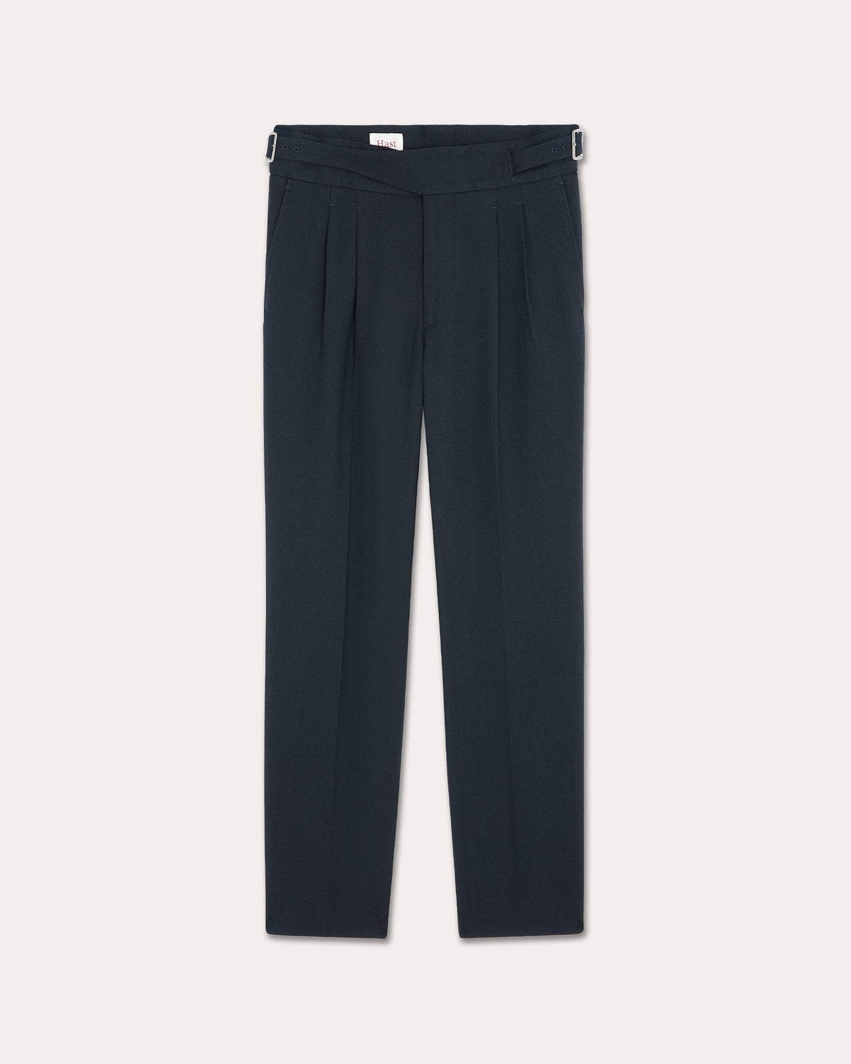 Gurkha-Hose mit doppelten Bundfalten aus Baumwolle und Wolle in Marineblau