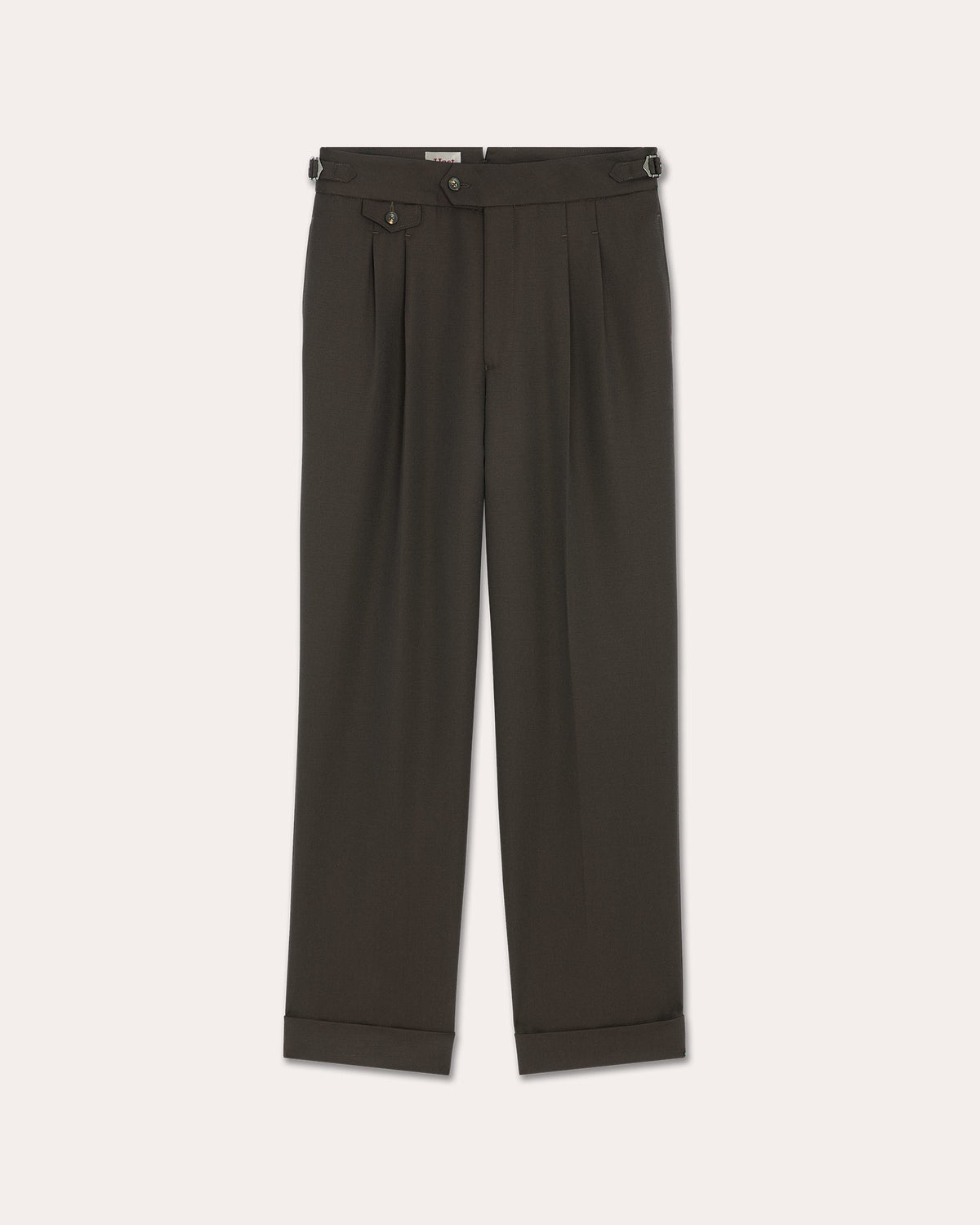 Bundfaltenhose aus schokoladenbrauner Wolle