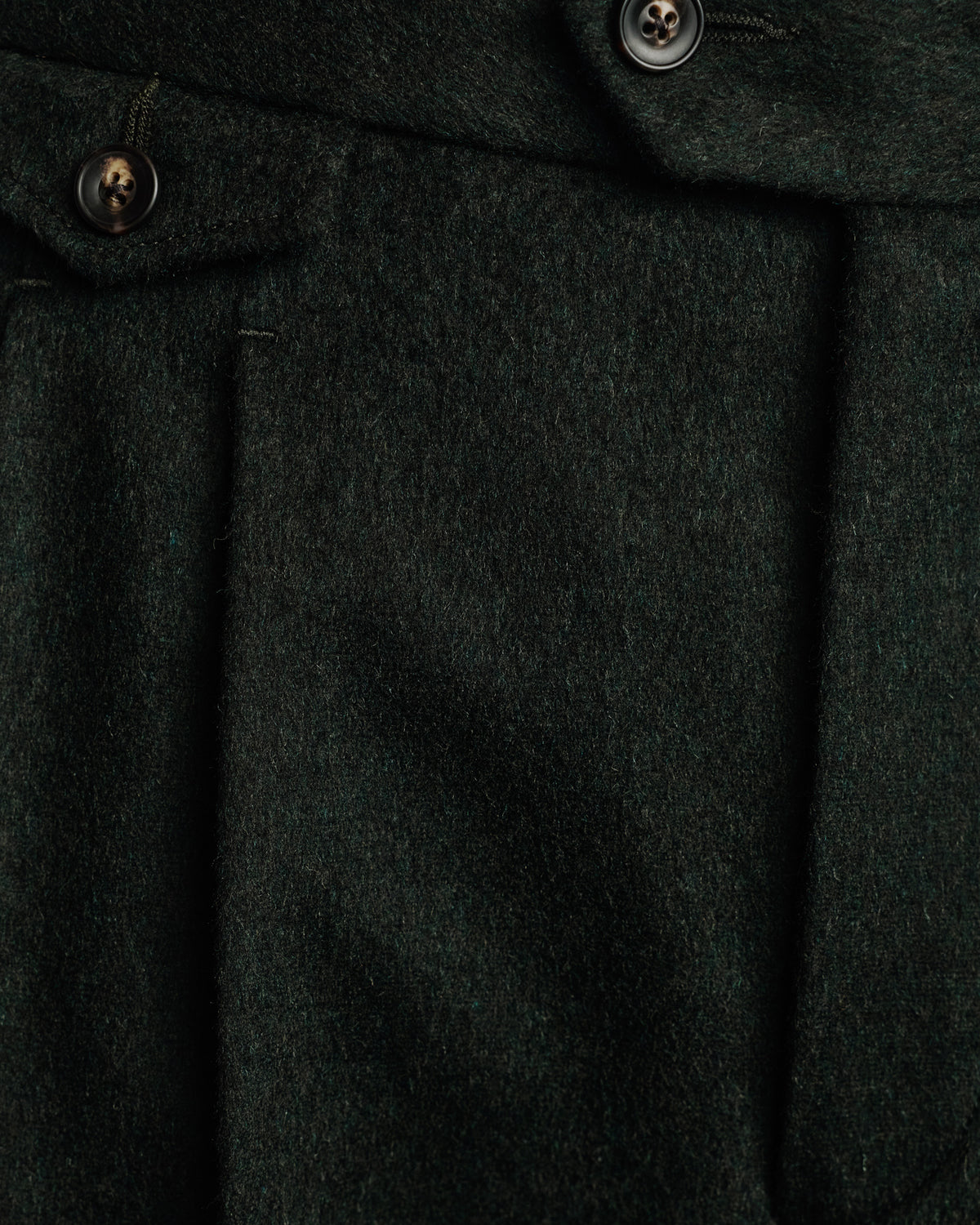 Bundfaltenhose aus grüner Loden-Wolle
