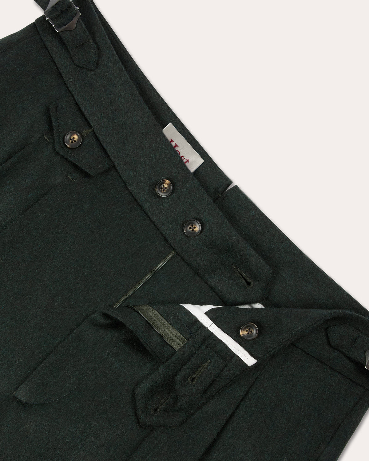 Bundfaltenhose aus grüner Loden-Wolle