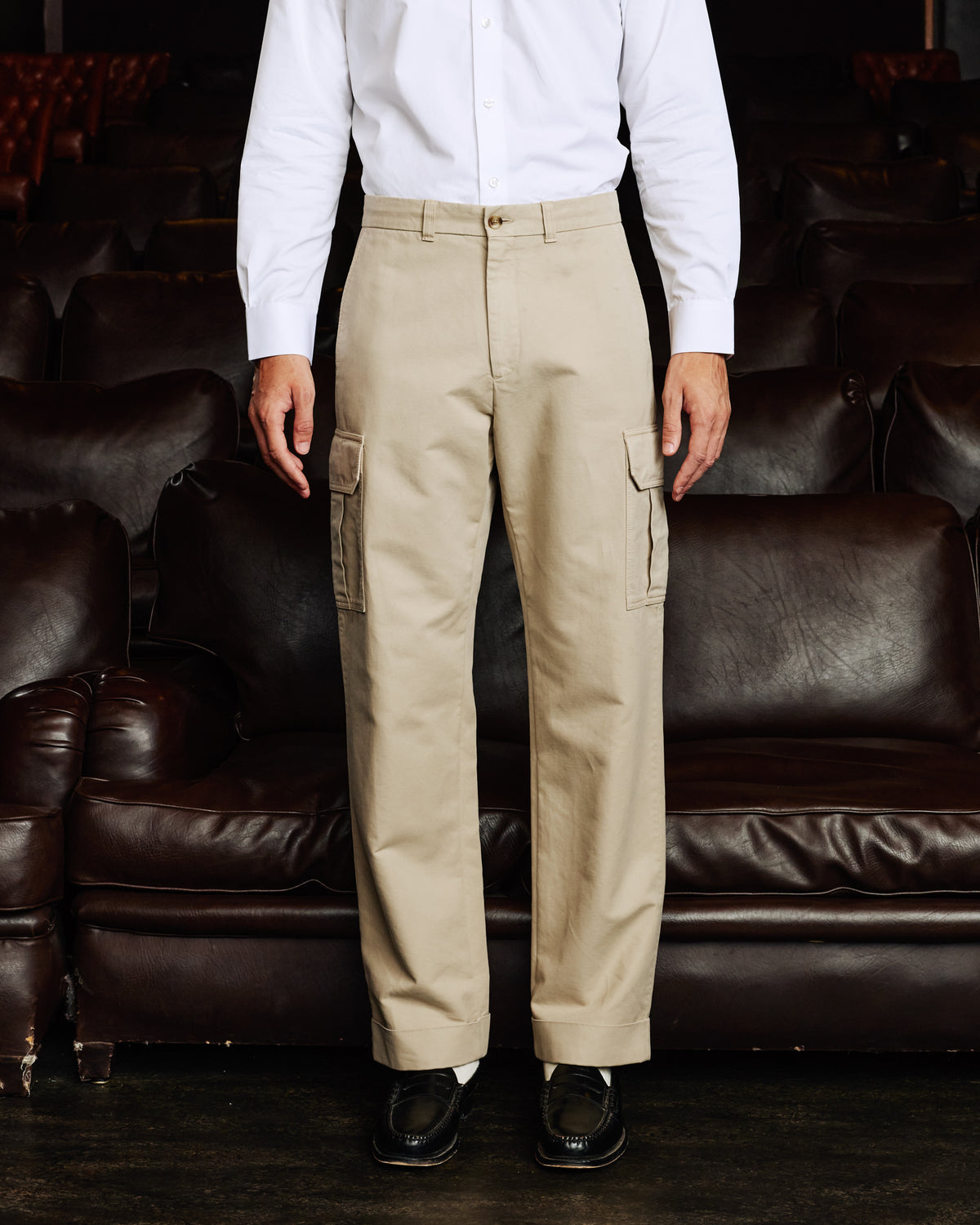 Beige Cargohose aus Baumwolle