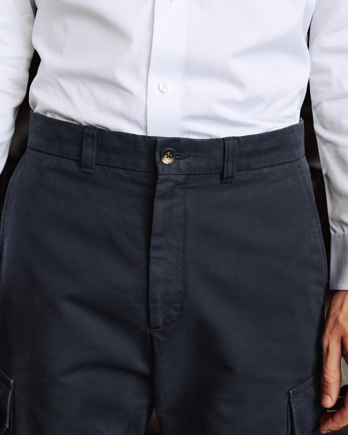 Navy cotton cargo trousers