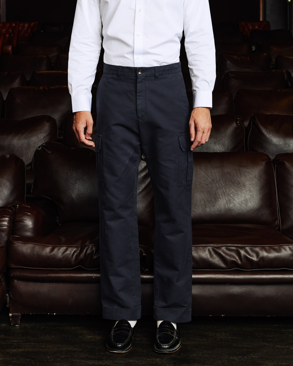 Navy cotton cargo trousers