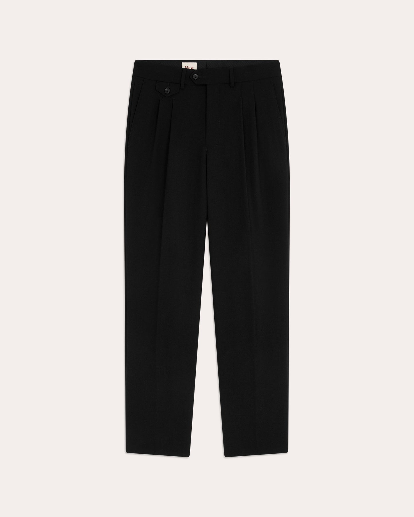 Pantalon à pinces en flanelle de laine noire