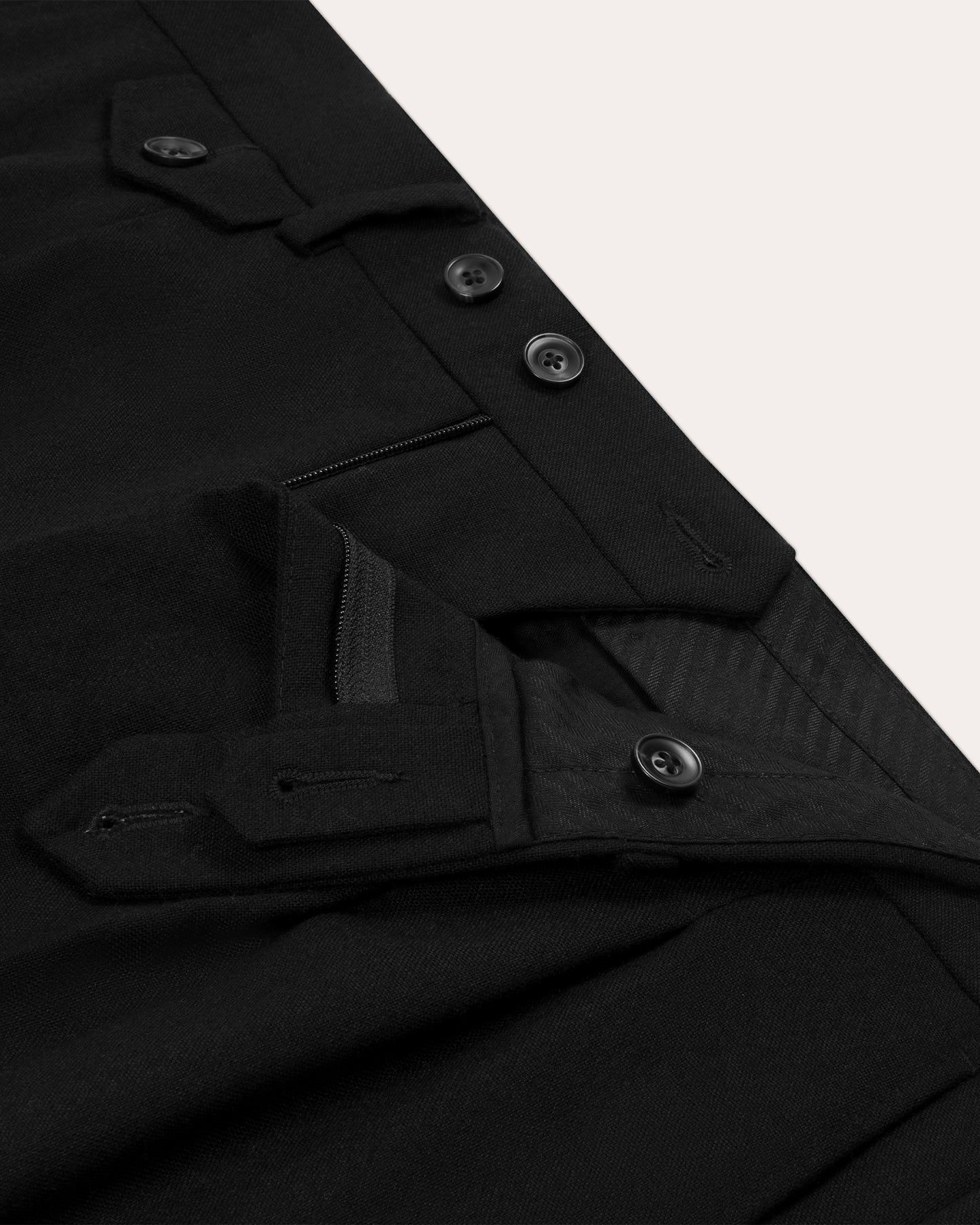 Pantalon à pinces en flanelle de laine noire