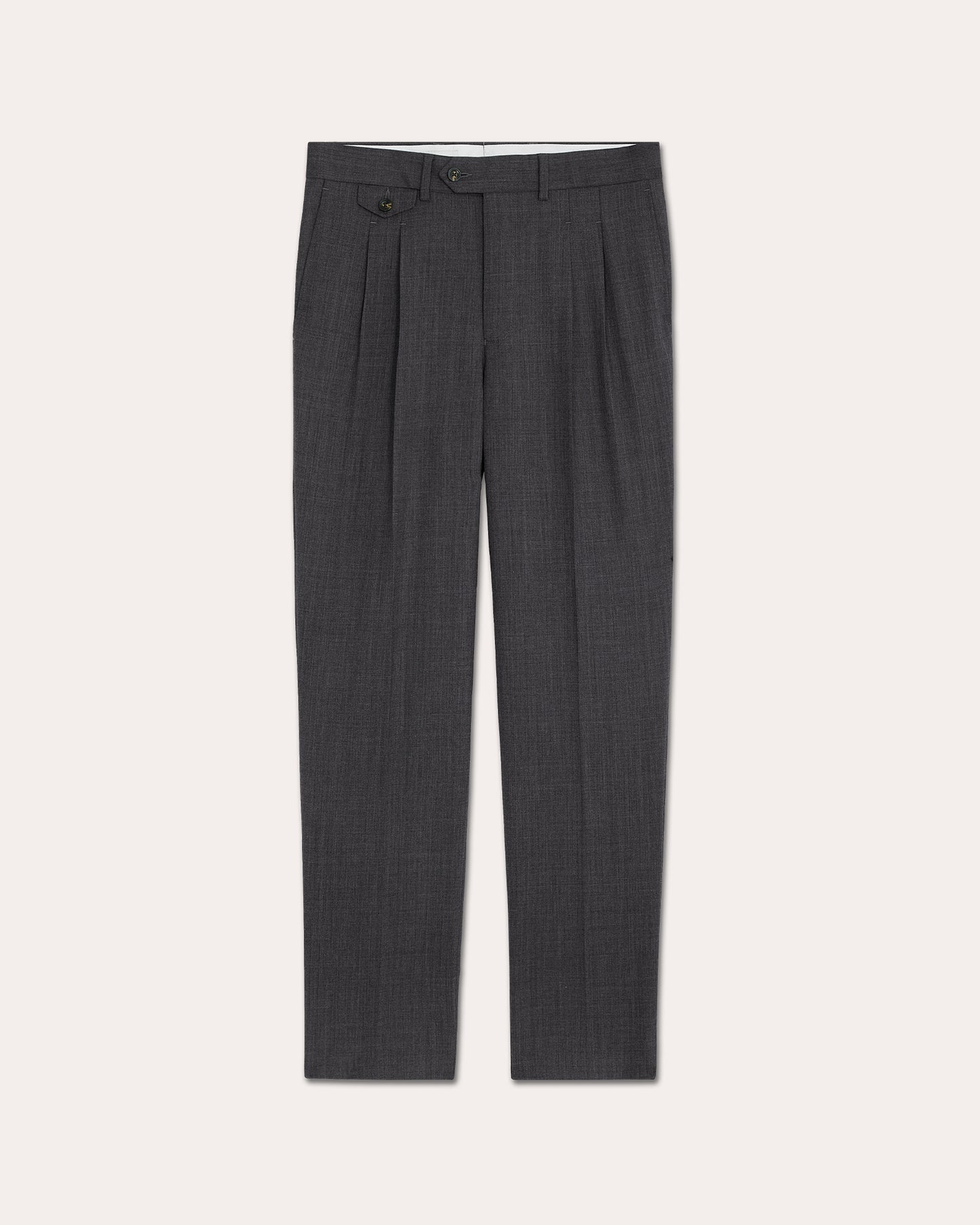 Pantalon à pinces en laine gris anthracite