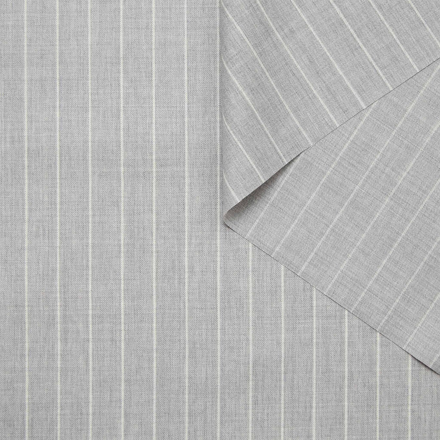 Pantalon à pinces en laine froide gris perle rayé