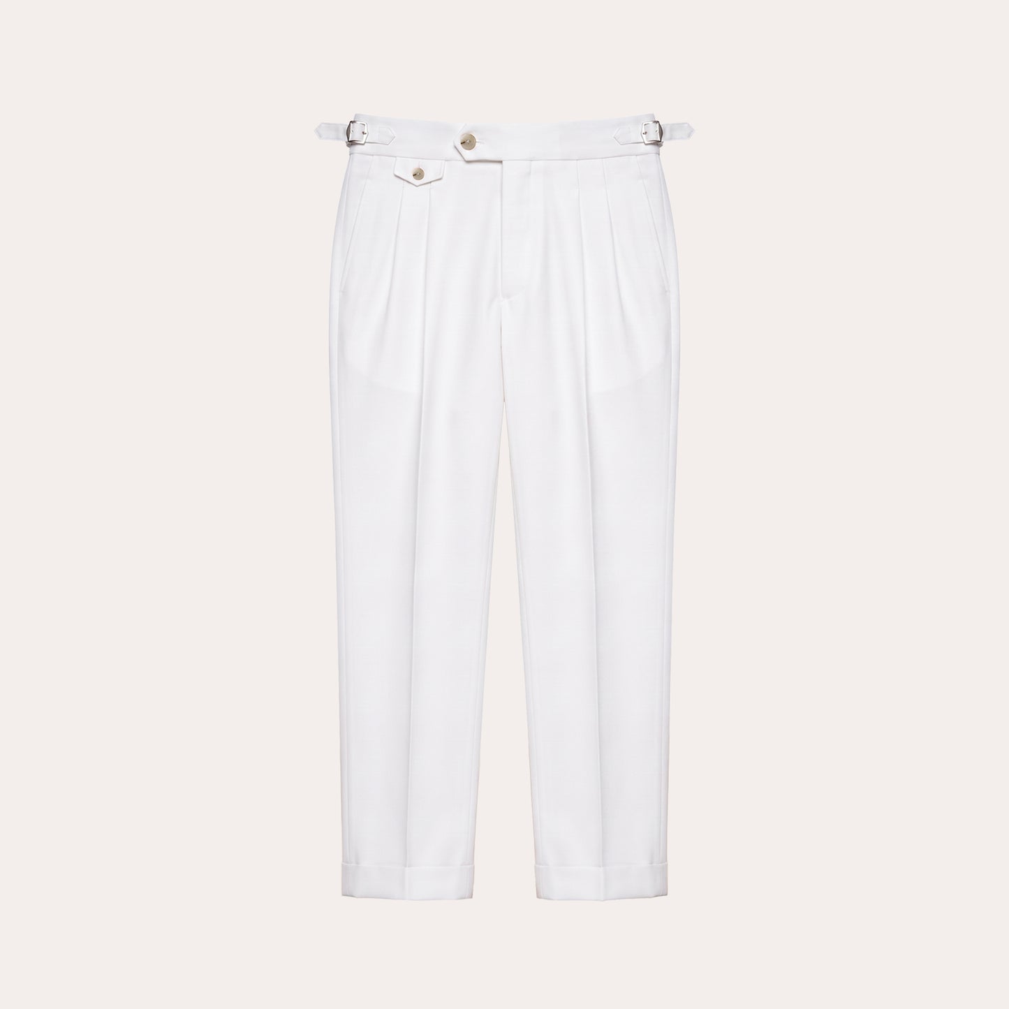 Pantalon à pinces en laine froide blanc