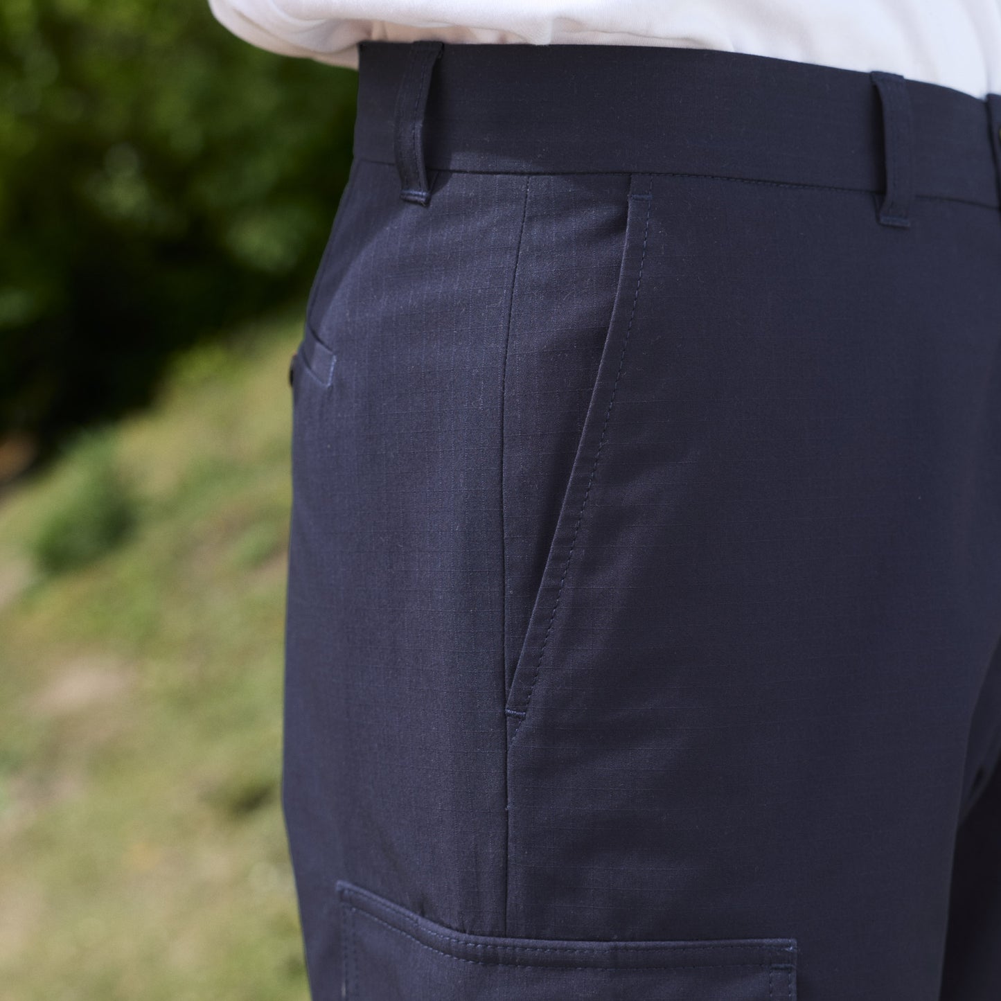Pantalon cargo en ripstop coton japonais marine