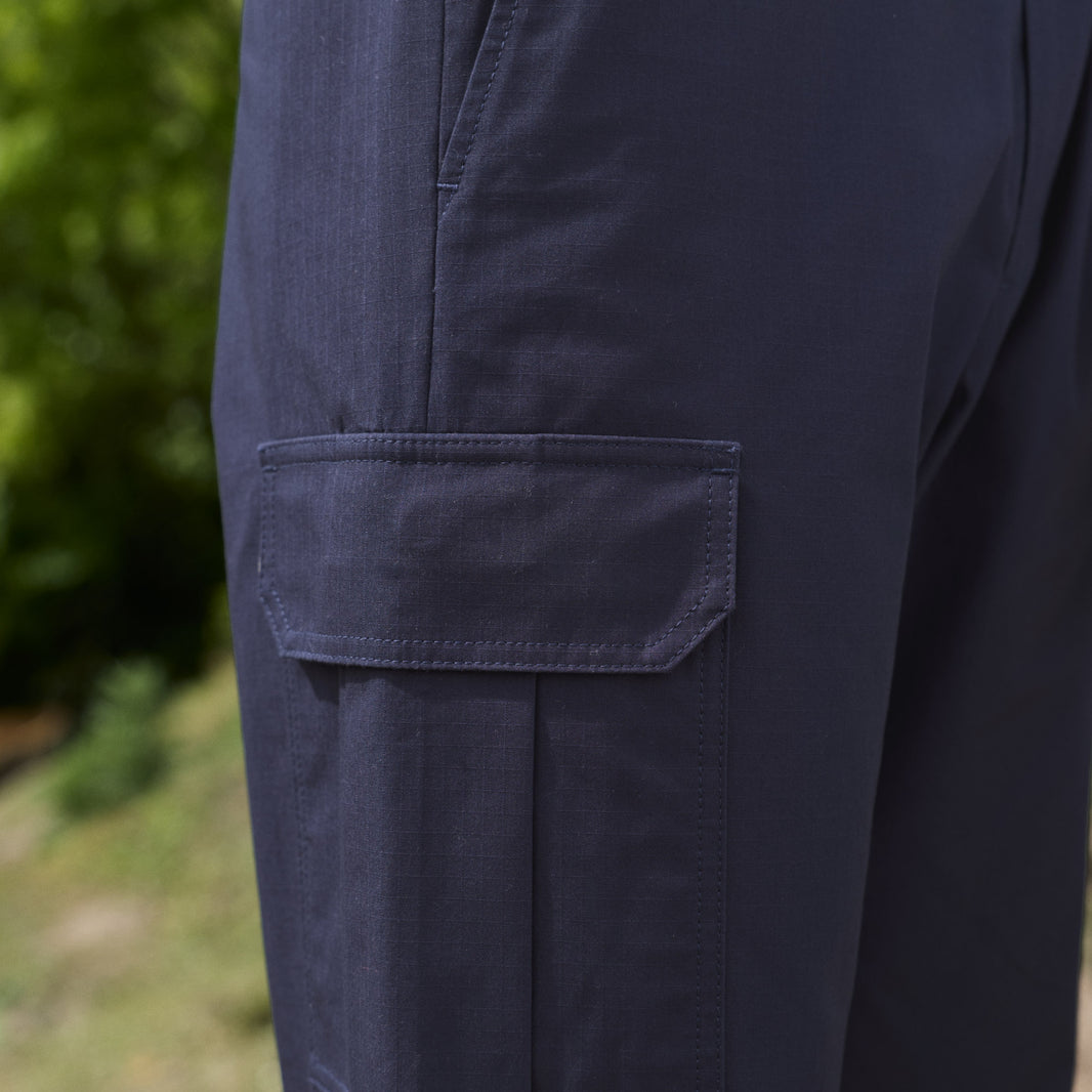 Pantalon cargo en ripstop coton japonais marine
