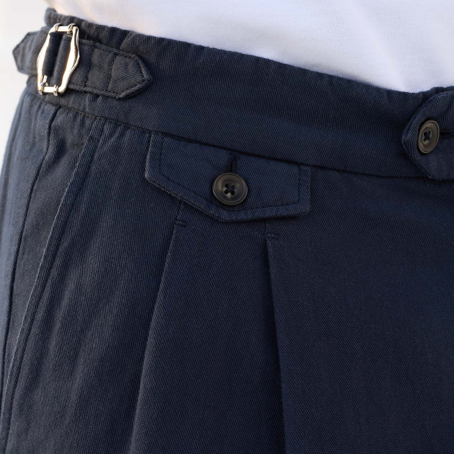 Pantalon en coton et lin marine