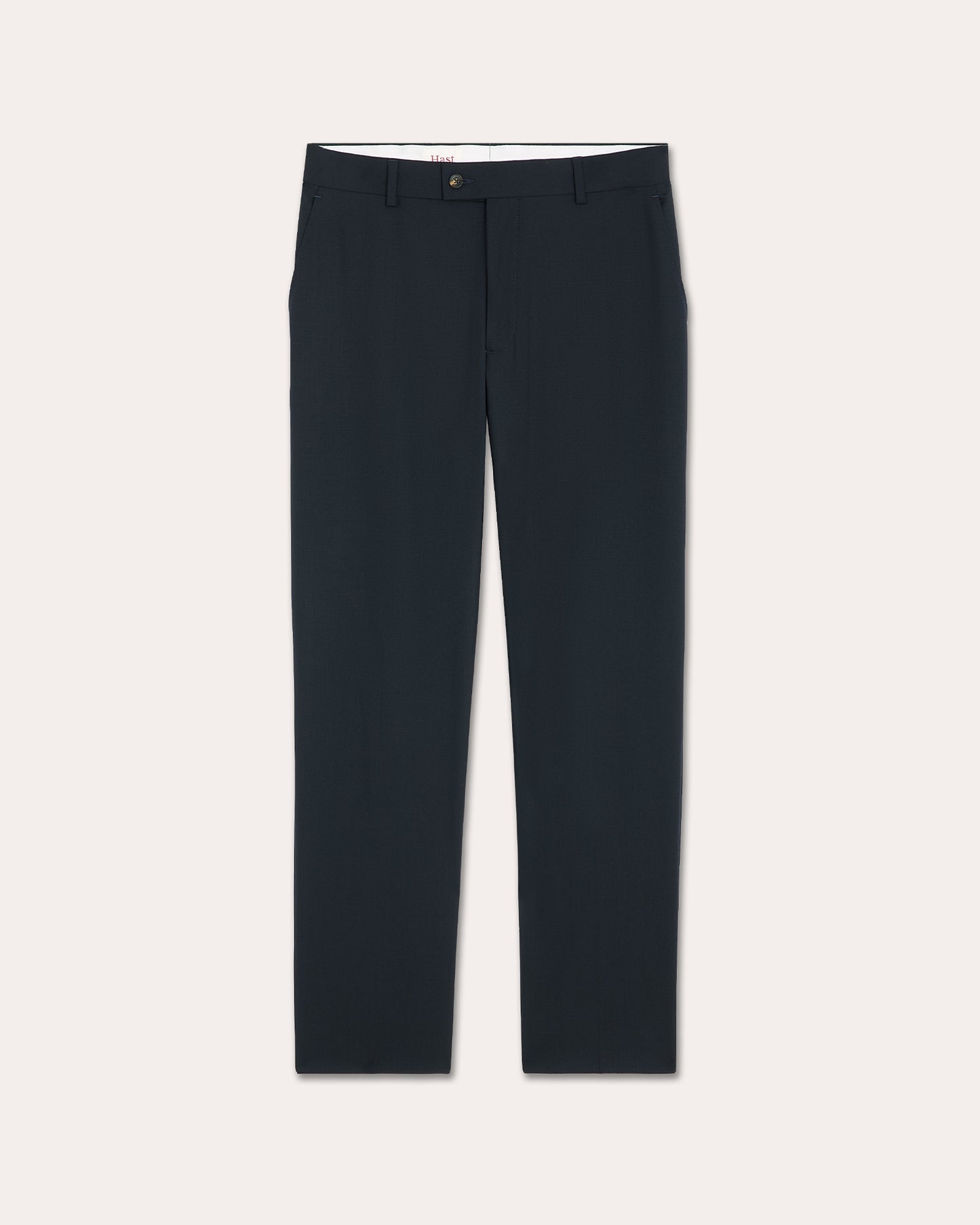 Pantalon droit en laine marine