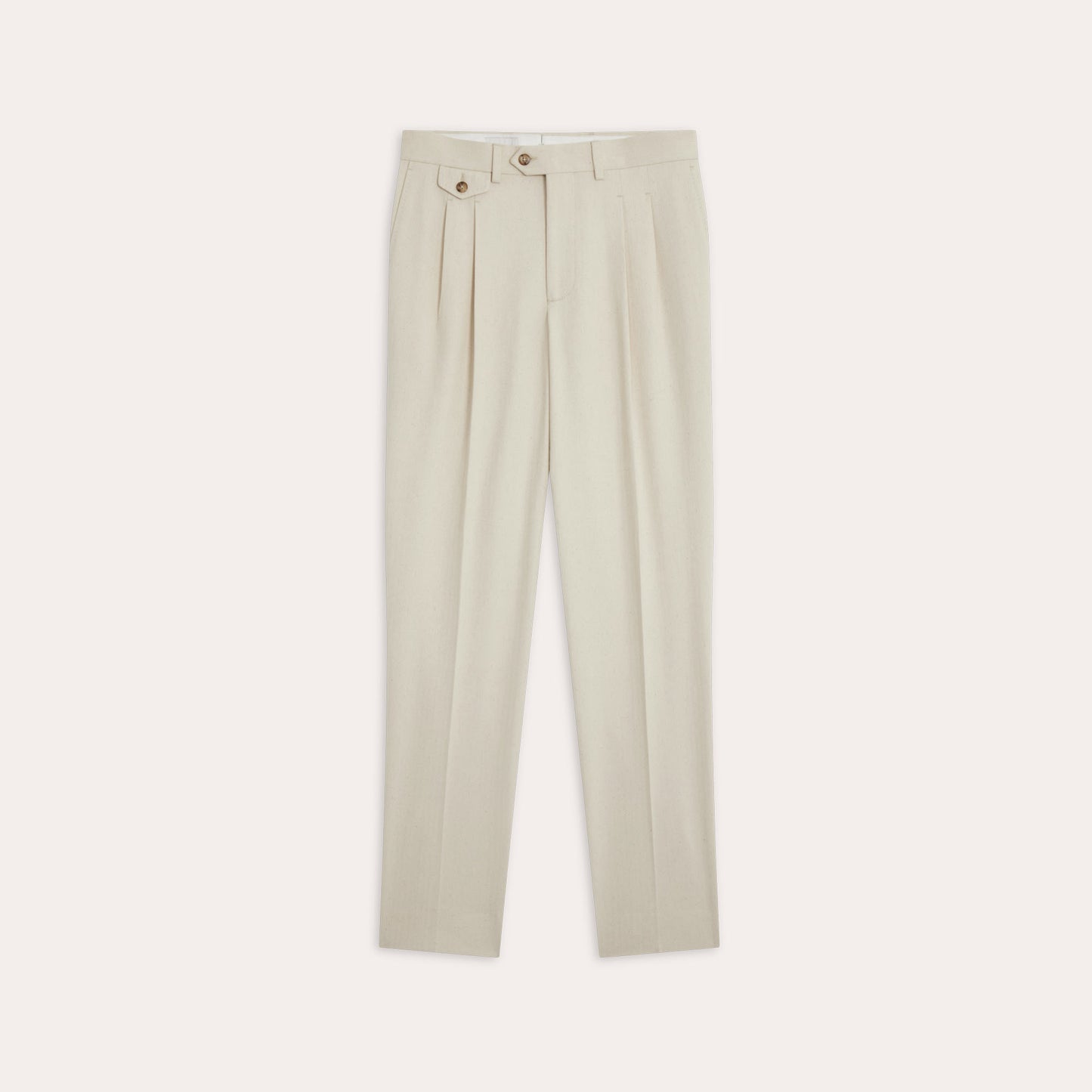 Pantalon à double plis en coton écru