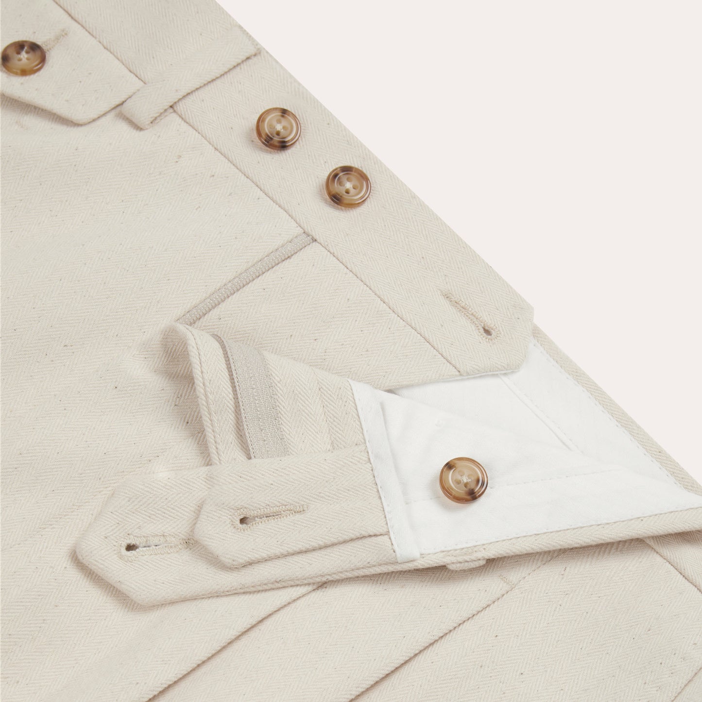 Pantalon à double plis en coton écru