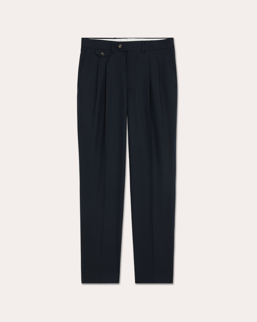 Navy wool pleated trousers