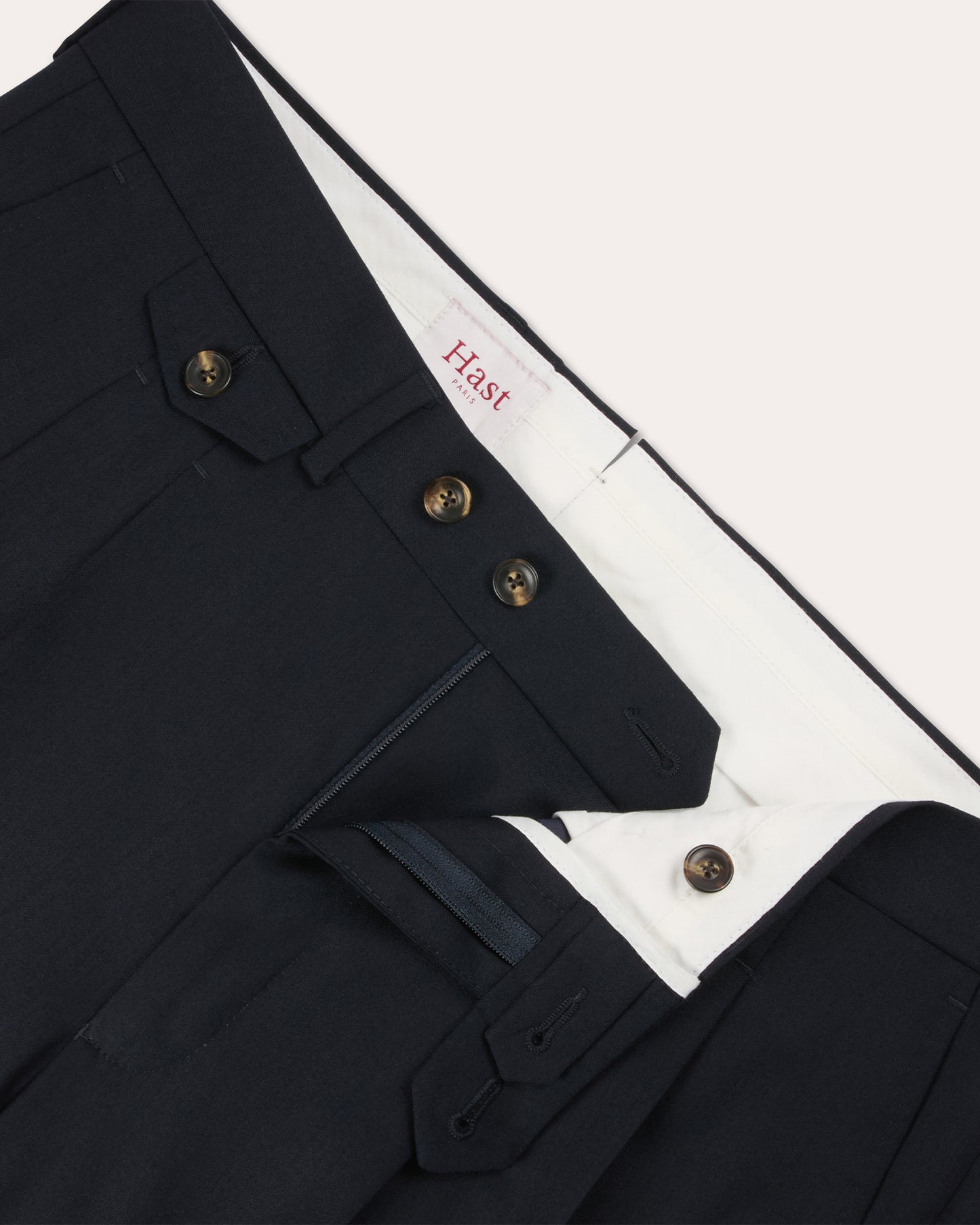 Pantalon à pinces en laine marine