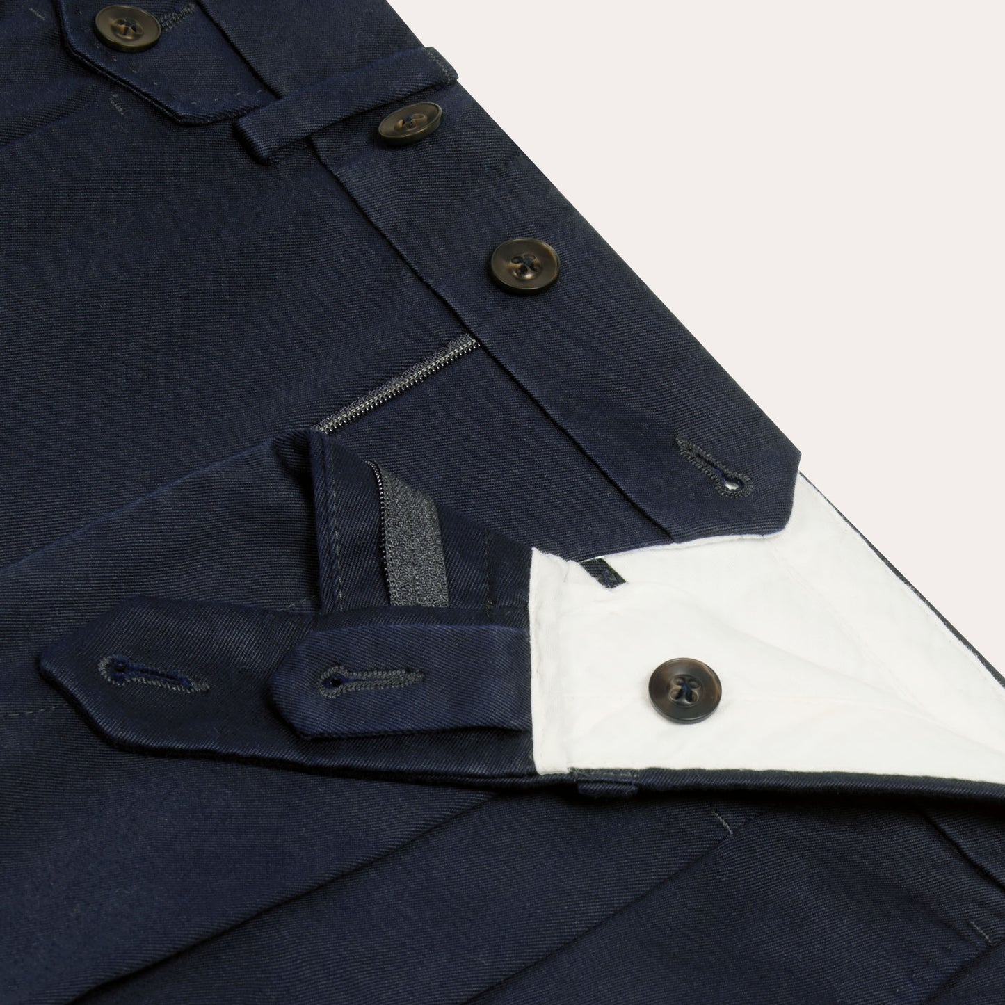 Chino double plis en coton marine