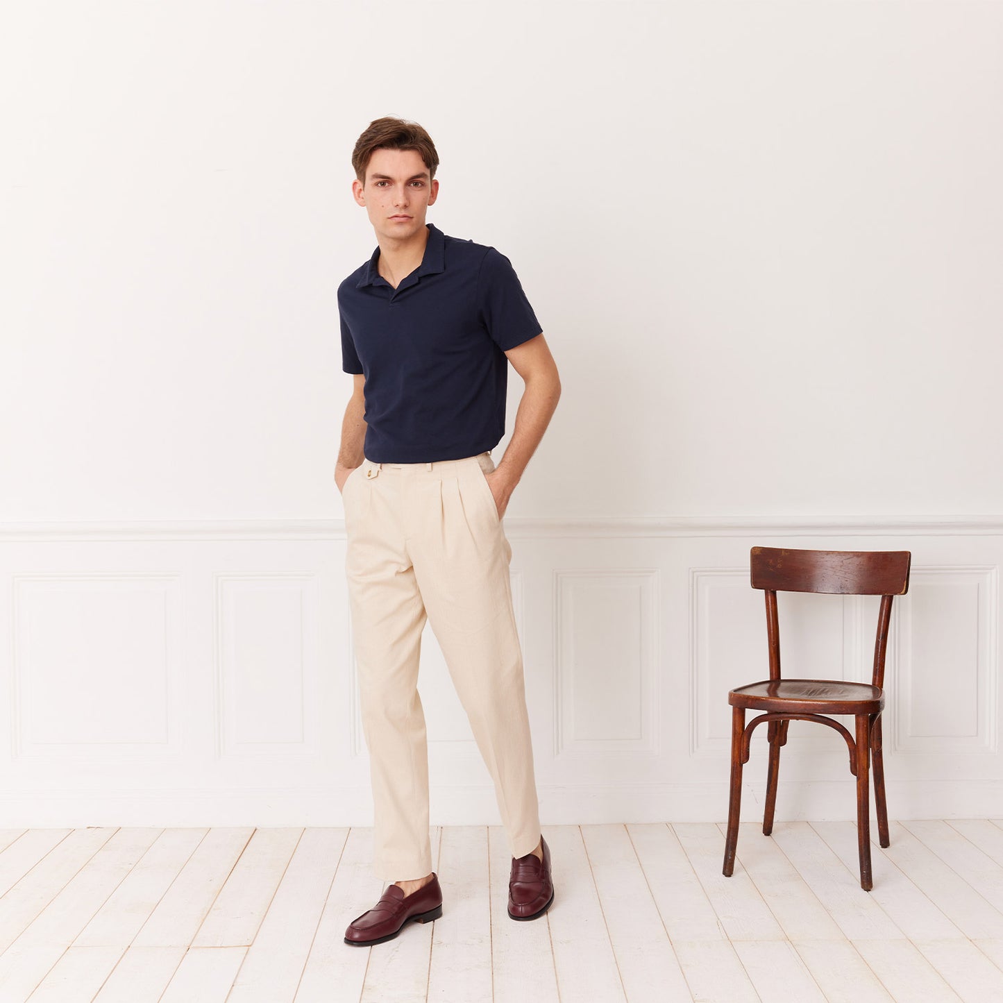 Navy Supima cotton polo shirt